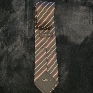 Canali Men's Tie with Blue, White, and Burgundy Stripes Made In Italy